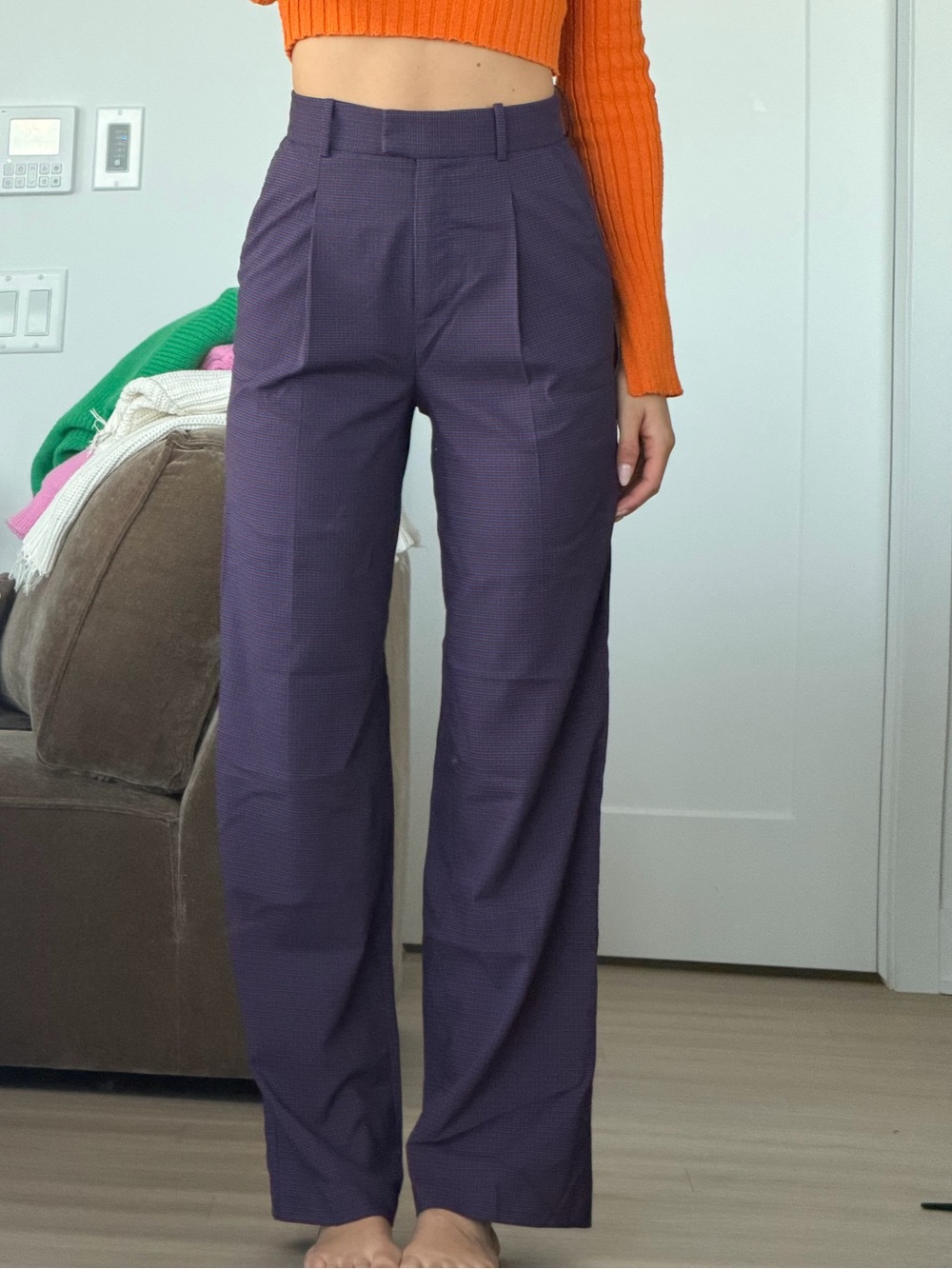 Babaton Wide Leg High-Rise Pants in Deep Purple